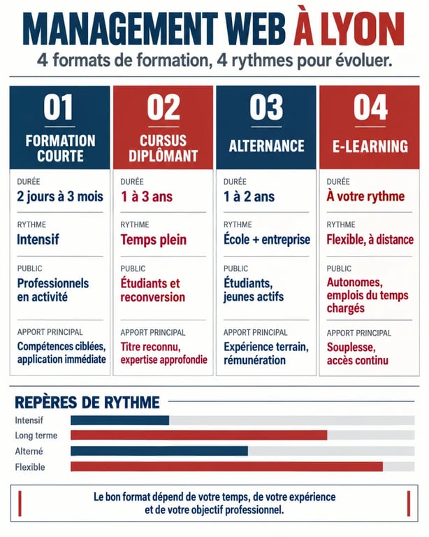 Infographie des formats de formation management web à Lyon