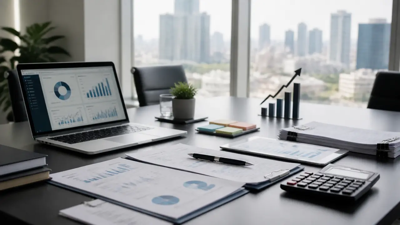 Environnement de bureau moderne et lumineux, équipe en réunion stratégique en arrière-plan